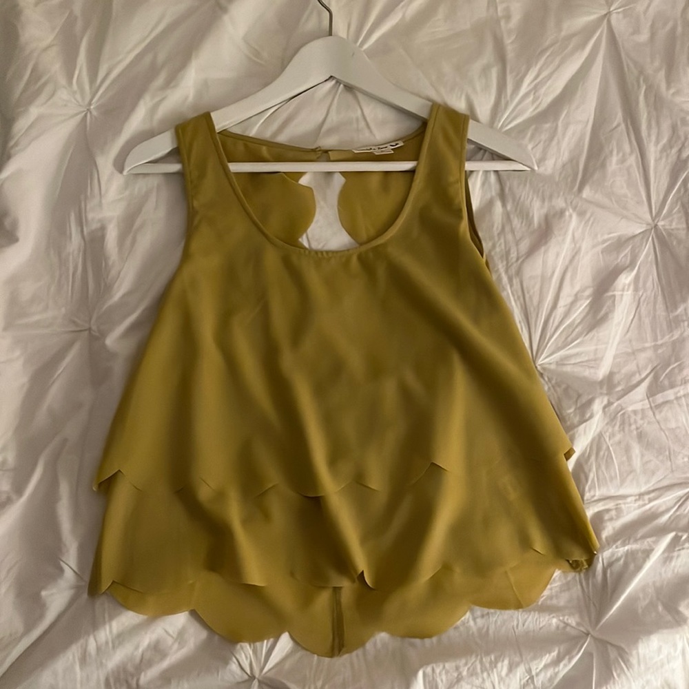 Cute mustard color open back crop top
